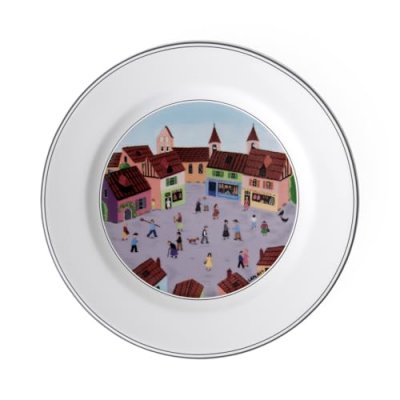 VILLEROY & BOCH Assiette &agrave; dessert en porcelaine ronde d21cm village design naif