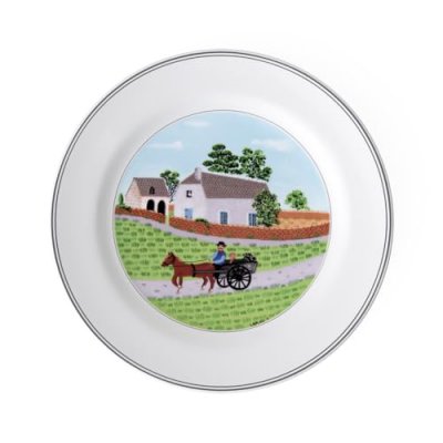 VILLEROY & BOCH Assiette plate en porcelaine ronde D.27cm  DESIGN NAIF - Paysan