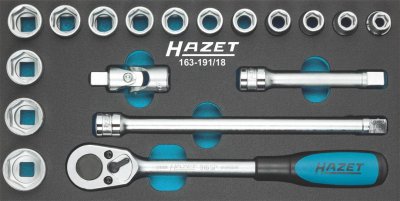 HAZET Assortiment d'outils pour servante 163-191/18 Cl&eacute; a cliquet 1/2"" 