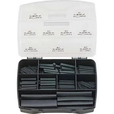 HELLERMANNTYTON Assortiment de gaines thermor&eacute;tractables 3:1 380-03001 noir 220 parties