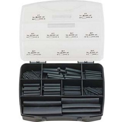 HELLERMANNTYTON Assortiment de gaines thermor&eacute;tractables 3:1 380-03001 noir 220 parties