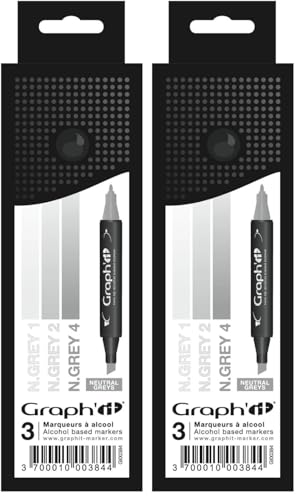 Assortiment Feutre &agrave; alcool Graph'it - D&eacute;grad&eacute; neutral greys - 3 marqueurs