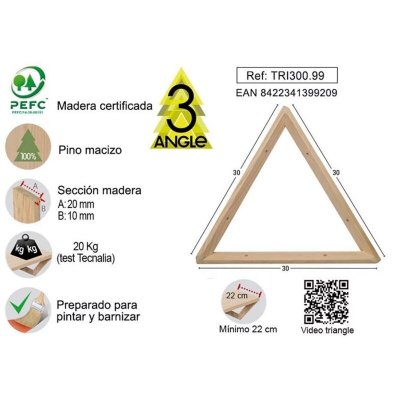Astigarraga - Equerre triangle en pin brut 30 cm