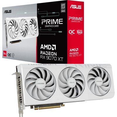 ASUS  Radeon RX 9070 XT PRIME WHITE OC Edition, Carte graphique