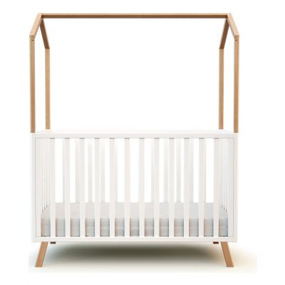 AT4  - Lit B&eacute;b&eacute; 60x120 Confort Blanc et H&ecirc;tre Verni