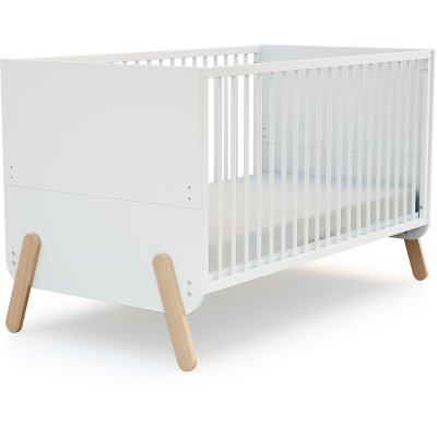 AT4  - Lit b&eacute;b&eacute; 70x140 &eacute;volutif PIRATE Blanc et H&ecirc;tre Verni