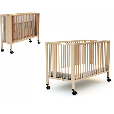 AT4  - Lit b&eacute;b&eacute; pliant professionnel 60x120 ESSENTIEL - H&ecirc;tre verni