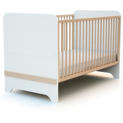 AT4  - Lit &Eacute;volutif 70x140cm CARROUSEL Blanc et H&ecirc;tre Verni