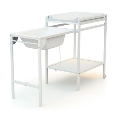 GENERIQUE At4 table a langer a roulettes avec baignoire -blanc AUC3294453317212