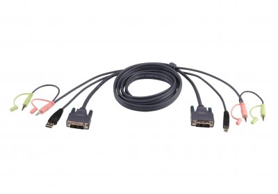 ATEN  2L-7D02UI C&acirc;ble KVM DVI-I Single Link USB 1,8 m