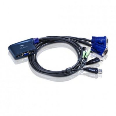 ATEN  Commutateur KVM &agrave; c&acirc;ble VGA/audio USB 2 ports (0,9m), Switch KVM