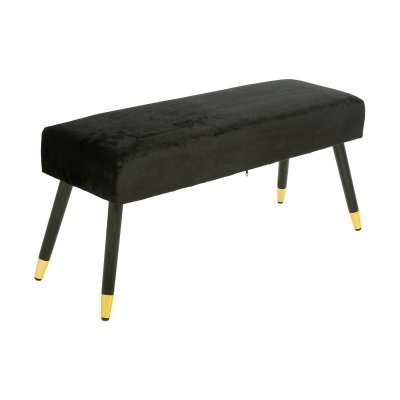 ATMOSPHERA  - Banquette en Velours Noir 100 x 35 x 45 cm - Noir