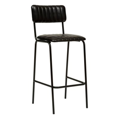 Atmosphera - belle chaise tabouret de bar en cuir noir dario