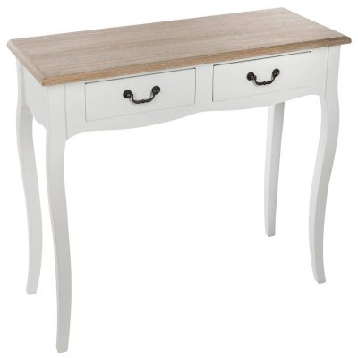 Atmosphera - Console Chrysa - 2 tiroirs - Blanc et Bois - Chrysa