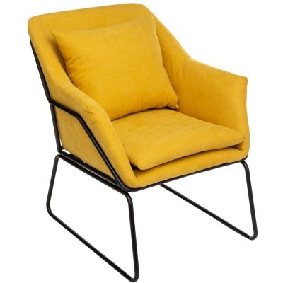 ATMOSPHERA  - Fauteuil avec coussin mod&egrave;le Chet - Jaune Ocre - Chet