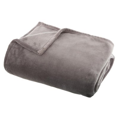 ATMOSPHERA  - Grand plaid en Flanelle uni - 180x130 cm - Gris - OLLIS
