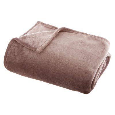ATMOSPHERA  - Grand plaid en Flanelle uni - 180x130 cm - Rose - OLLIS