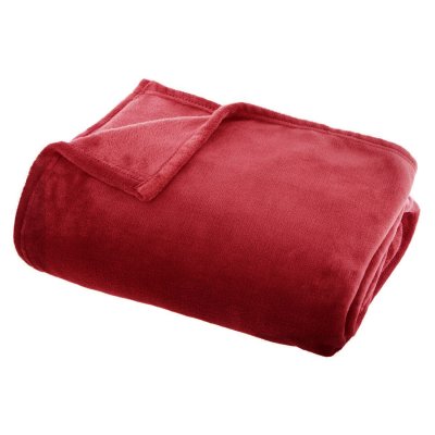ATMOSPHERA  - Grand plaid en Flanelle uni - 180x130 cm - Rouge - OLLIS