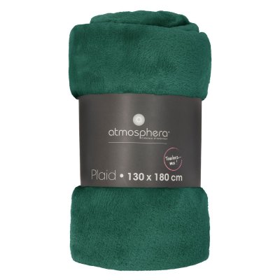 Atmosphera - Grand plaid en Flanelle uni - 180x130 cm - Vert