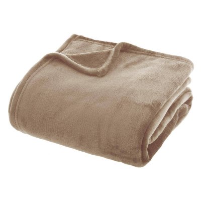 ATMOSPHERA  - Grand Plaid en flanelle uni - 230x180 - Beige