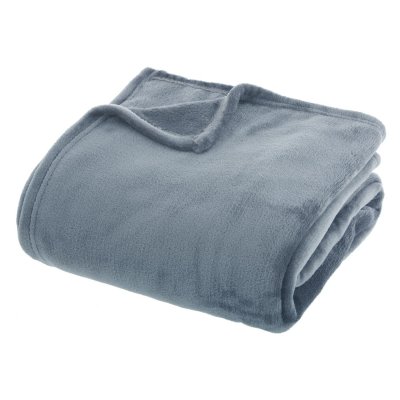 ATMOSPHERA  - Grand Plaid en flanelle uni - 230x180 - Bleu Orage