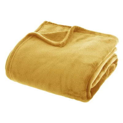 ATMOSPHERA  - Grand Plaid en flanelle uni - 230x180 - Ocre - OLLIS