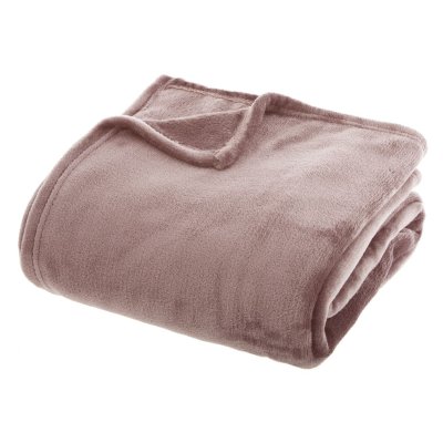ATMOSPHERA CREATEUR D INTERIEUR Atmosphera - Grand Plaid en flanelle uni - 230x180 - Rose - OLLIS