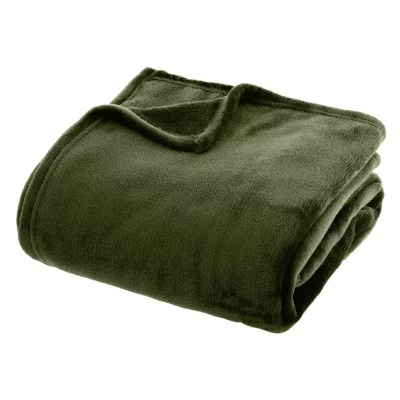 ATMOSPHERA  - Grand Plaid en flanelle uni - 230x180 - Vert Kaki