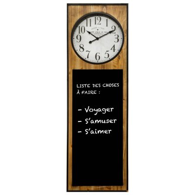 Atmosphera Horloge murale ""Flower"" avec ardoise 115x37 cm  - Gris