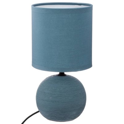 ATMOSPHERA CREATEUR D INTERIEUR Atmosphera - Lampe en C&eacute;ramique Pied Boule stri&eacute;e Bleue H 24.5 cm