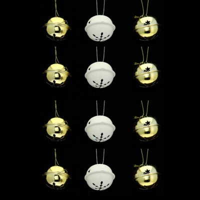ATMOSPHERA  - Lot de 12 grelots brillants - Or et blanc