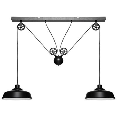 ATMOSPHERA  - luminaire suspension 2 lampes en m&eacute;tal noir