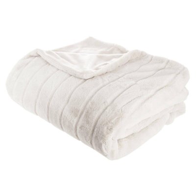 ATMOSPHERA  Manoir Plaid En Fausse Fourrure Blanc - 180 X 230 Cm
