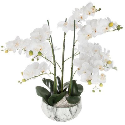 ATMOSPHERA CREATEUR D INTERIEUR Atmosphera Orchid&eacute;e artificielle, pot marbr&eacute; H65 cm  - Vert