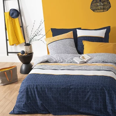 ATMOSPHERA  Parure de lit en Coton - Rayures - 240 x 220 cm - Bleu