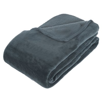 Atmosphera - Plaid en Microfibre uni - 230x180 cm - Bleu Orage