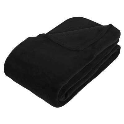 Atmosphera - Plaid en Microfibre uni - 230x180 cm - Noir