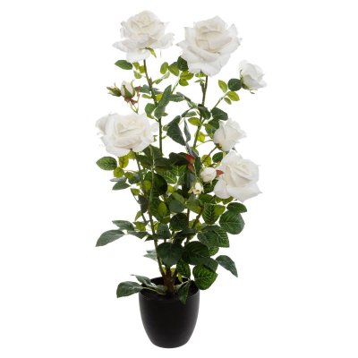 ATMOSPHERA  - Plante Artificielle Rosier Velours dans Un Pot H 74 cm