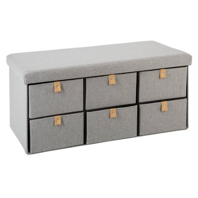 ATMOSPHERA CREATEUR D INTERIEUR Atmosphera - Pouf Pliant Double avec 6 Tiroirs coloris Gris de Su&egrave;de