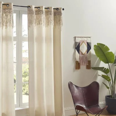 Atmosphera - Rideau Macram&eacute; en Coton 140 x 260 cm Collection Rituality