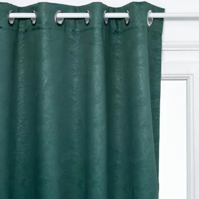 Atmosphera - Rideau Occultant Vert motif feuille en relief 140x260