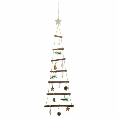 GENERIQUE Atmosphera Sapin en Bois Naturel &agrave; Suspendre Deco Verte et Blanche
