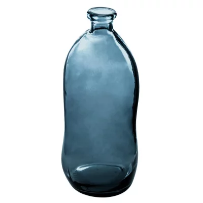 ATMOSPHERA  - Vase bouteille en verre recycl&eacute; h 73 Bleu Bleu