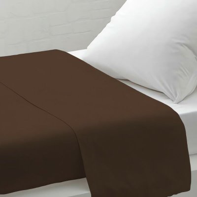 SOLEIL D OCRE Atmosph&egrave;re - 213212 - Drap Plat Uni - 180 X 290 Cm - Atmo Chocolat