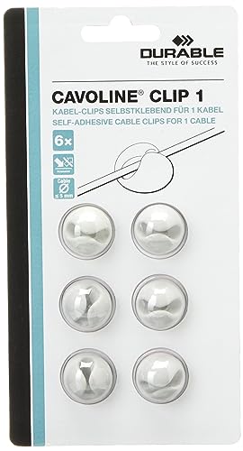 DURABLE Attache-c&acirc;ble adh&eacute;sif  Cavoline Clip 1 - Gris (paquet 6 unit&eacute;s)