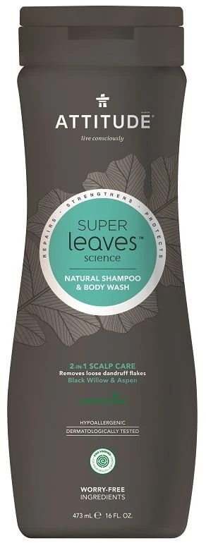 ATTITUDE  - 2 en 1 Shampooing antipelliculaire gel douche 473 ml Super leaves
