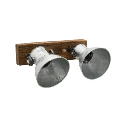 AUBRY GASPARD  - Applique en bois recycl&eacute; et m&eacute;tal 2 lampes