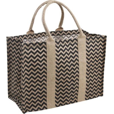 AUBRY GASPARD  Cabas en toile de jute renforc&eacute;e - motif Z&eacute;br&eacute;