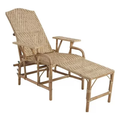 AUBRY GASPARD  - Chaise longue en manau et lame de rotin