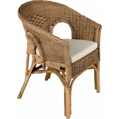 AUBRY GASPARD  Fauteuil avec Coussin en moelle de rotin Galep